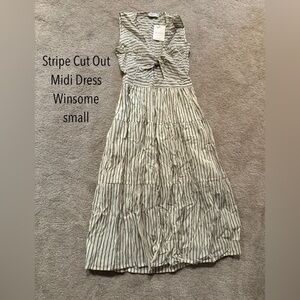 Striped Cutout Midi Dress